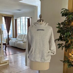 Glossier Men's Speckled White Hoodie Sweater